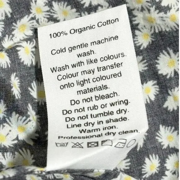 Matteau Shirred Peasant Puff Sleeve Mini Dress Midnight Daisy Cotton Size 2 US - Picture 10 of 10